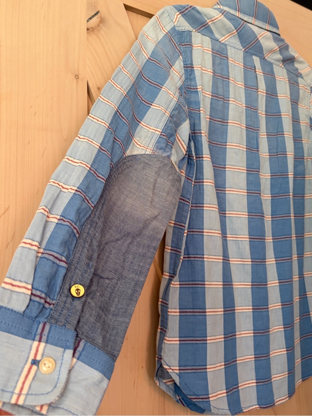 Boys Light Blue Plaid Scotch and Soda Button-Up Shirt - Picture 5 of 9